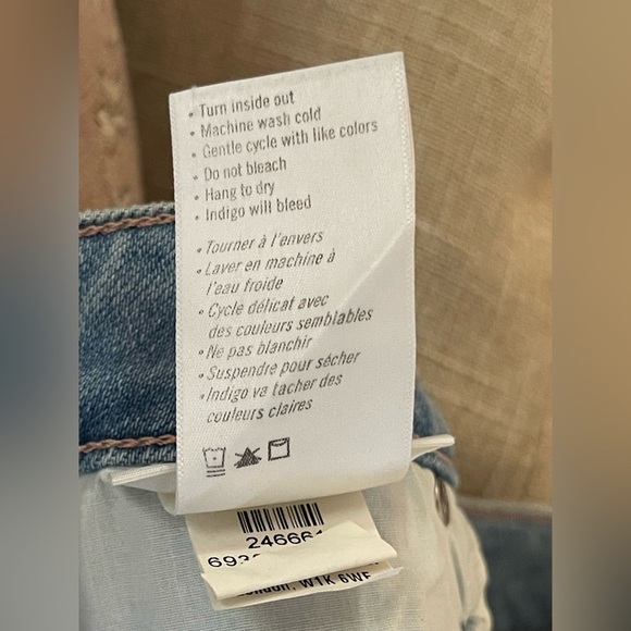 PAIGE Raw Hem Cuff Mid Rise Straight Leg Jeans - Picture 9 of 10